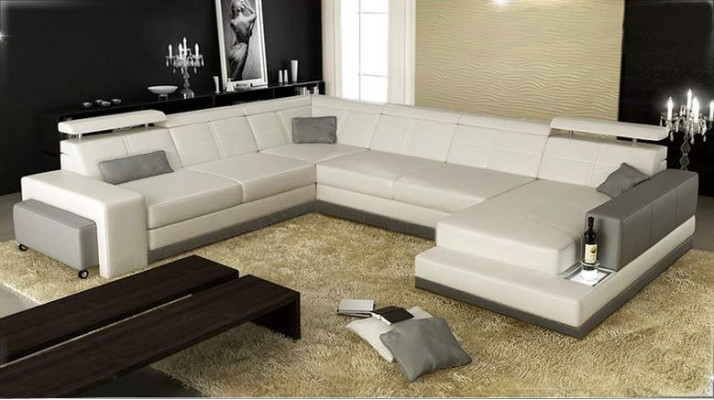 Leather sofa Couch Living landscape Corner sofa Corner Suite Design Modern Sofa
