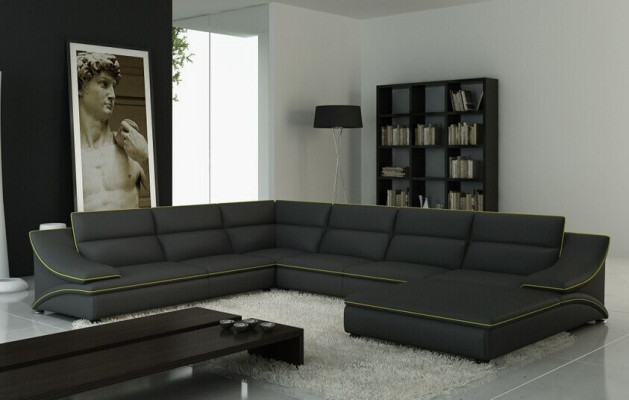 Leather sofa Couch Living landscape Corner sofa Corner Suite Design Modern Sofa