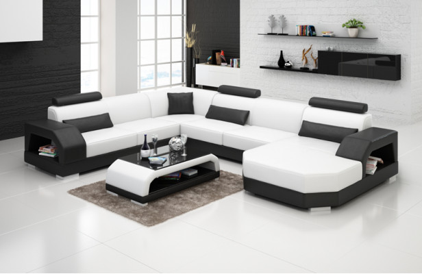 Leather sofa Couch Living landscape Corner sofa Corner Suite Design Modern Sofa G8001