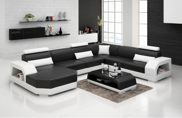 Leather sofa Couch Living landscape Corner sofa Corner Suite Design Modern Sofa G8001
