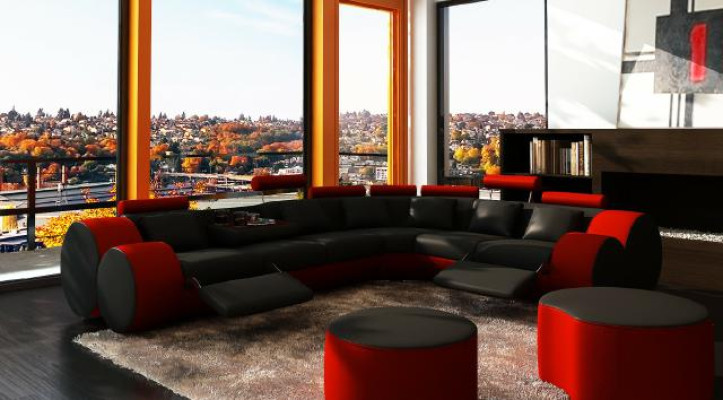 Designer leather sofa with usb sofa leather couch Corner sofa Living landscape custom-made
