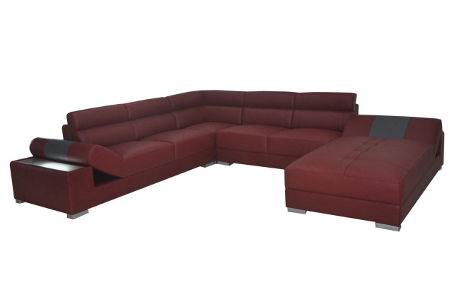 Design Leather Living landscape Corner Sofa Modern Suite Couch Corner new Gray USB