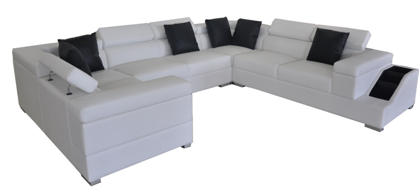 Leather sofa USB Living landscape Corner sofa Corner Suite Design Sofa Couch new