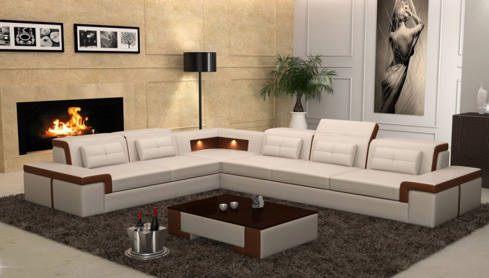 Corner Leather Modern XXL Couch Living landscape Couches Sofas Sofa L-shape B2021 Table