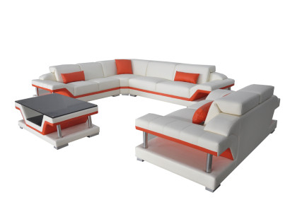 Corner sofa Sofa Corner suite Coffee table Complete Set Seat Upholstery Corner sofa Couch USB