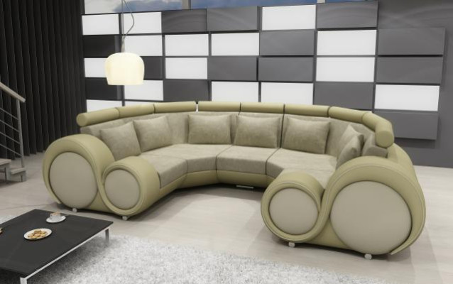 Living landscape designer sofa textile couch + USB microfiber upholstery set XXL