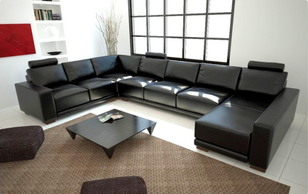 Leather sofa Couch Living landscape Corner sofa Eck Suite Design Modern A1121