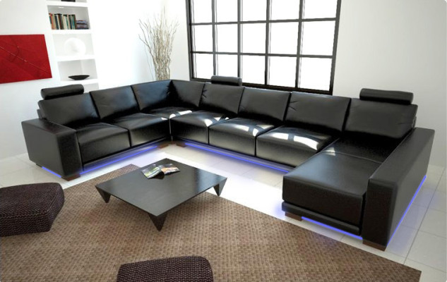 Leather sofa Couch Living landscape Corner sofa Eck Suite Design Modern A1121