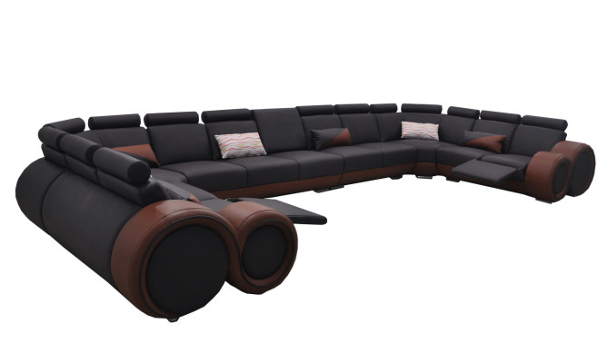 XXL Couch Big Corner sofa Leather Corner suite Corner Landscape Upholstery Living U-shape +USB