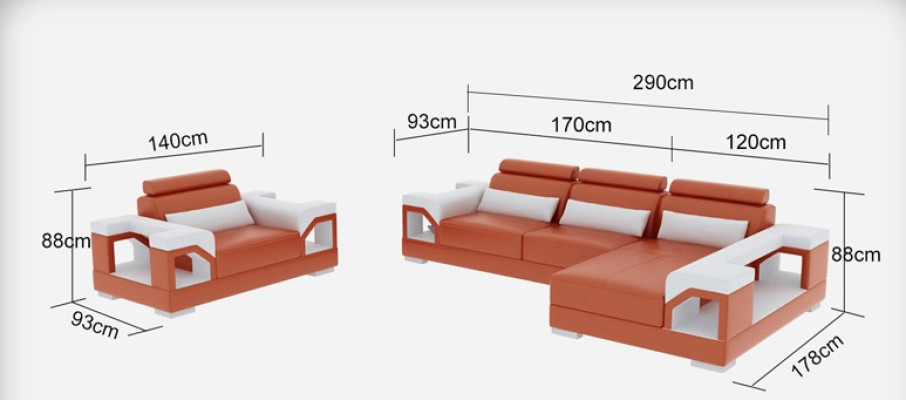 Leather sofa with USB Living landscape Corner sofa +Armchair Eck Suite Design Modern Sofa
