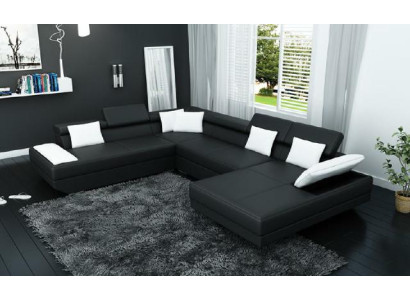 Leather sofa Sofa with USB Upholstery Corner Suite Living landscape XXL Big Corner sofa 2719D