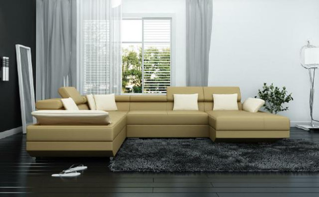 Leather sofa Sofa with USB Upholstery Corner Suite Living landscape XXL Big Corner sofa 2719D