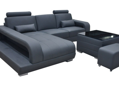 XXL Couch Leather Living landscape Suite Design Modern Sofa L-shape with USB Table