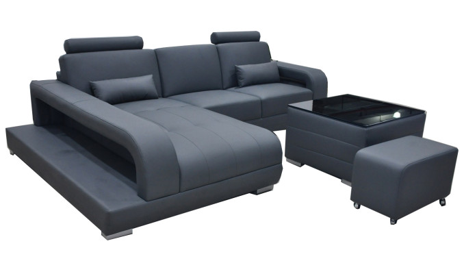XXL Couch Leather Living landscape Suite Design Modern Sofa L-shape F3017C + Table