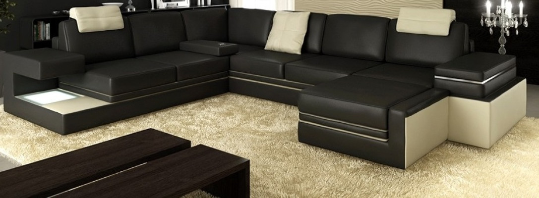 Modern Corner sofa Design Sofa Upholstery Corner Leather Textile Couch LED Living landscape