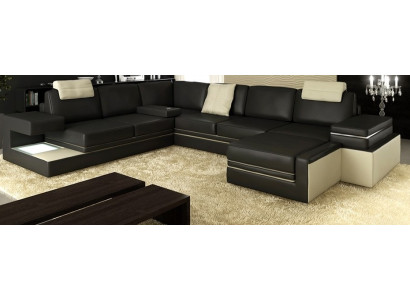 Modern Corner sofa Design Sofa Upholstery Corner Leather Textile Couch LED Living landscape