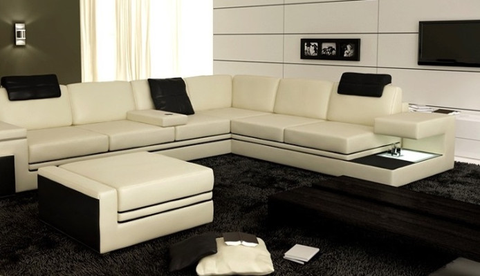 Modern Corner sofa Design Sofa Upholstery Corner Leather Textile Couch LED Living landscape