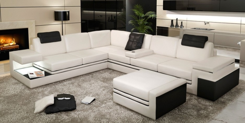 Modern Corner sofa Design Sofa Upholstery Corner Leather Textile Couch LED Living landscape