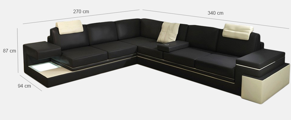 Modern Corner sofa Design Sofa Upholstery Corner Leather Textile Couch LED Living landscape
