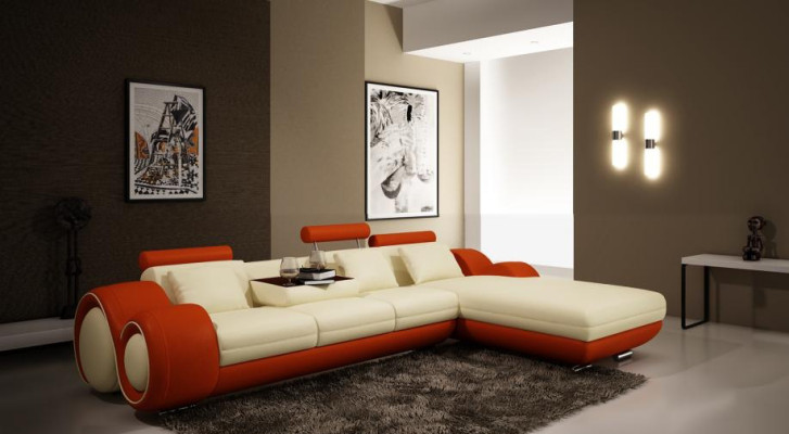 Patented Design Corner sofa Sofa Couch Upholstery Leather Corner BERLINo Living landscape