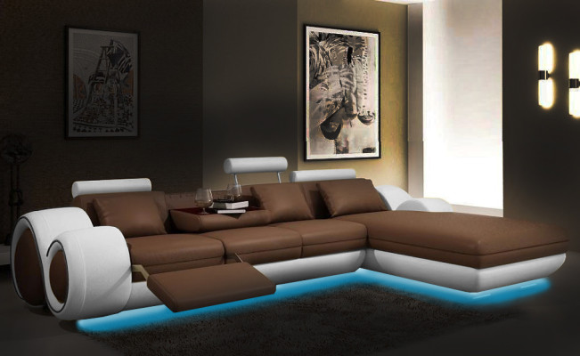 Patented design Corner sofa Sofa Couch Upholstery Leather Corner Living landscape BERLINs