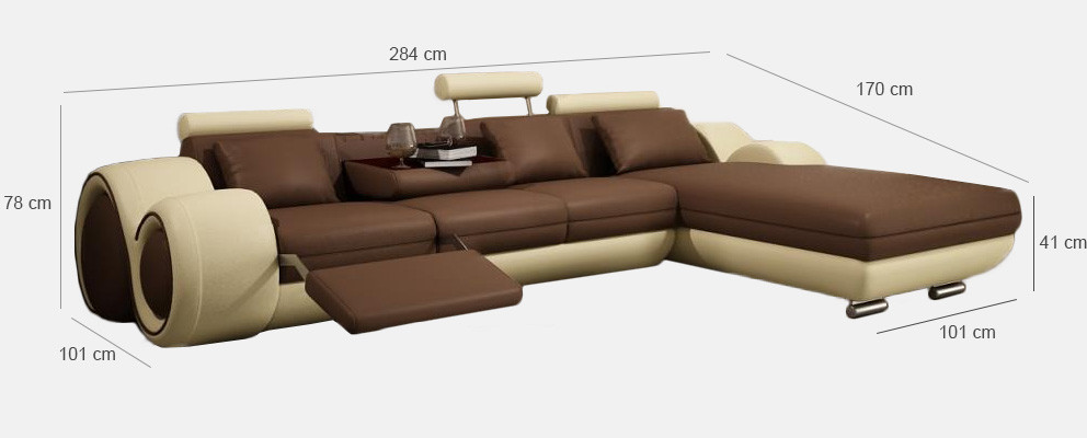 Patented design Corner sofa Sofa Couch Upholstery Leather Corner Living landscape BERLINs