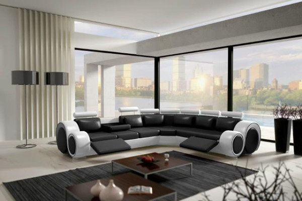 Corner sofa Berlin Corner sofa +USB Upholstery Living landscape Corner Suite relaxation function
