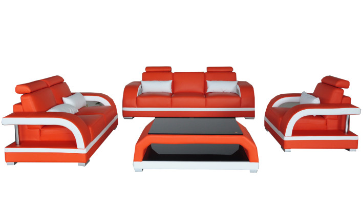 Sofa Couch Leather Upholstery Seat Couch Suite 3+2+1 Table Set Design Sofas