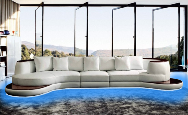 Living landscape Couch Upholstery Corner sofa Island Sofa Leather sofa Corner suite new PRII-S