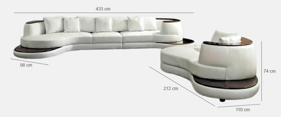 Round sofa Designer Corner sofa Sofa Couch Upholstery Leather Suite Living landscape Royal