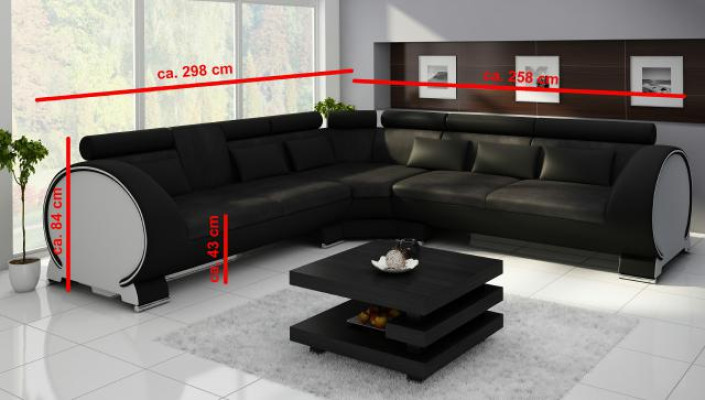 Corner sofa VIGO "LT01" Corner sofa Sofa USB Corner suite Leather sofa Leather Textile Fabric