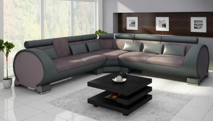 Corner sofa VIGO "LT01" Corner sofa + USB, Sofa Corner suite Leather sofa Leather Textile Fabric