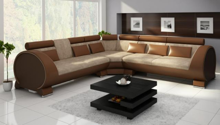 Corner sofa VIGO Sofa + USB Corner suite Leather sofa Leather Textile Fabric LT01 Corner sofa