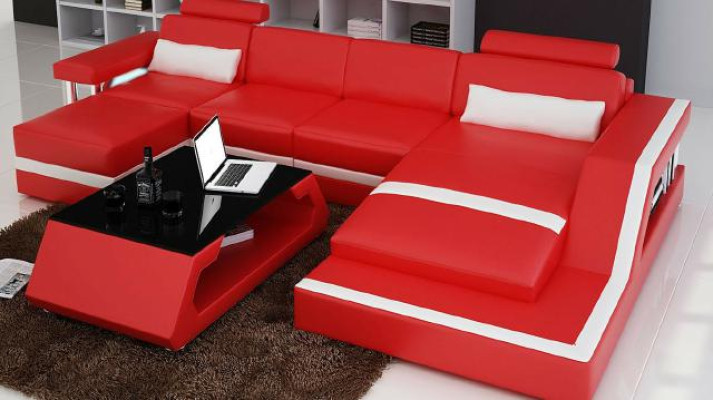 Designer Corner sofa Sofa Living landscape Big Modern Leather Sofa + USB Couch Upholstery