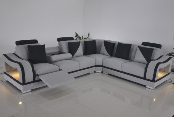 Modern Textile Sofa Corner sofa Upholstery Living room Corner sofa L-shape Living landscape USB