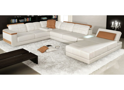 Corner sofa U-shape Sofa Couch Textile Sofas Design Living landscape Bed function Leather