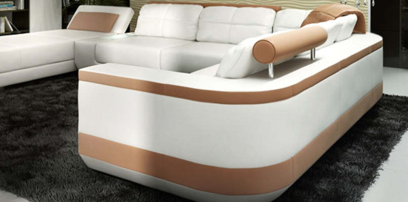 Corner sofa U-shape Sofa Couch Textile Sofas Design Living landscape Bed function Leather
