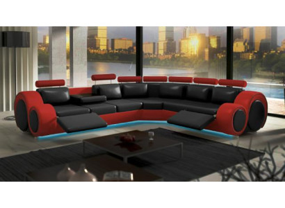 Leather Sofa with USB Design Sofa Leather couch Living landscape Corner sofa "BERLIN"