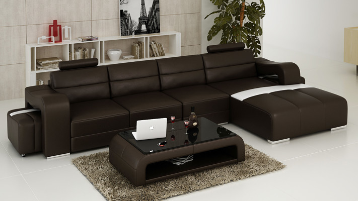 Leather sofa Couch Living landscape Corner sofa Corner Suite Design Modern Sofa F3008C