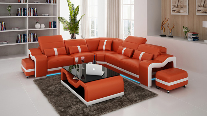 Sofa Leather Sofa Couch Living landscape Corner sofa Corner Modern Design Suite