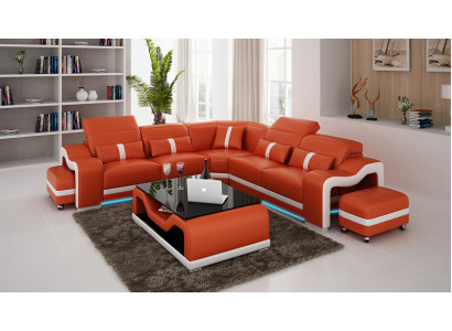 Sofa Leather Sofa Couch Living landscape Corner sofa Corner Modern Design Suite