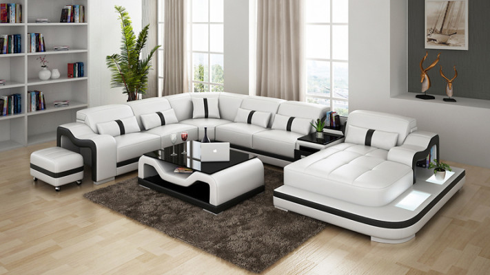 Sofa Leather Sofa Couch Living landscape Corner sofa Corner Modern Design Suite
