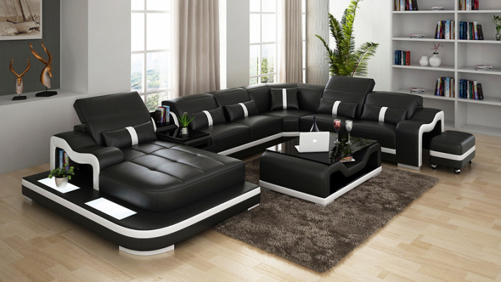 Sofa Leather Sofa Couch Living landscape Corner sofa Corner Modern Design Suite