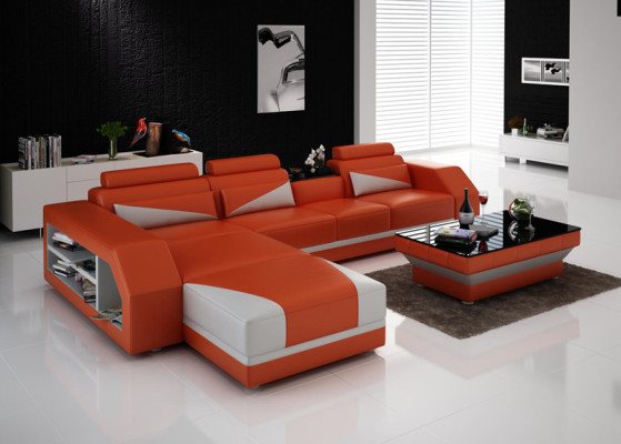 Leather Corner Sofa with USB,Upholstery Couches Sofas Living landscape Luxury Suite Corner