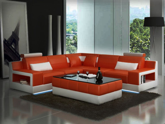 LEATHER SOFA USB COUCH Bed function Suite Living landscape Upholstery Custom made