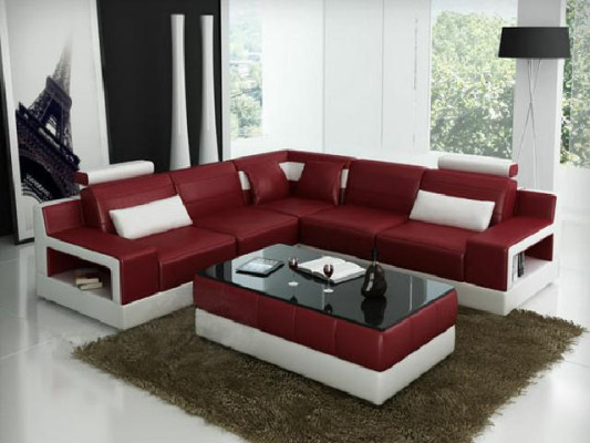 LEATHER SOFA USB COUCH Bed function Suite Living landscape Upholstery Custom made
