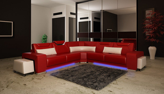 Leather sofa Couch Living landscape Corner sofa Corner Suite Design Modern Sofa F3011B