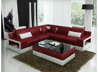 Leather sofa Corner sofa Design Couch Bed function Suite Living landscape Upholstery new