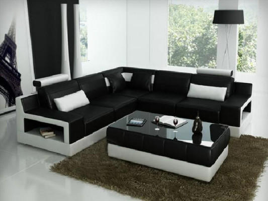 Leather sofa Corner sofa Design Couch Bed function Suite Living landscape Upholstery new