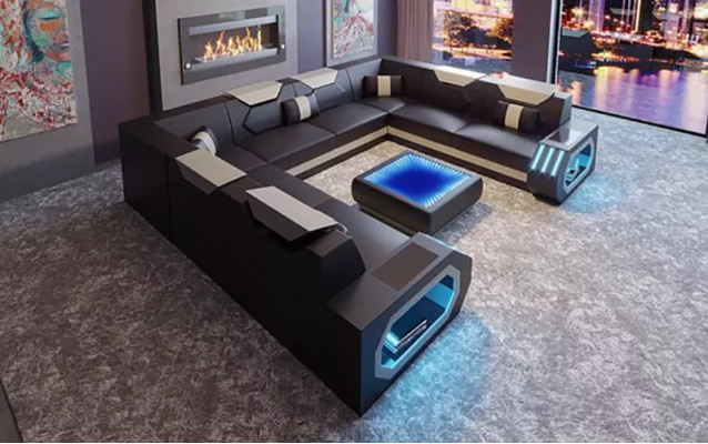 Corner sofa Living landscape Upholstery Corner suite Couch Sofa big xxl with Coffee table new